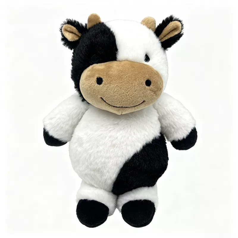 Jucărie pufoasă de pluș de vaca alb-negru